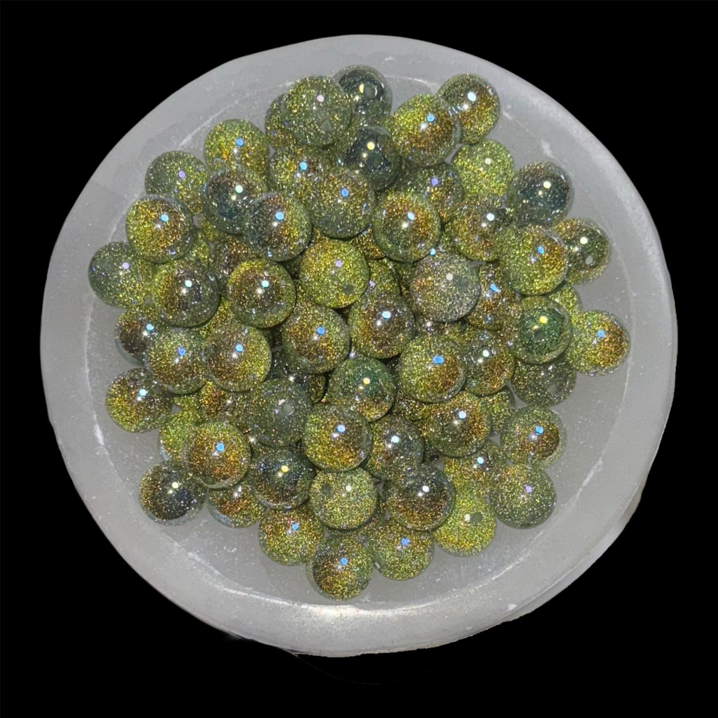 UV Glitter Green 16mm Resin Bead