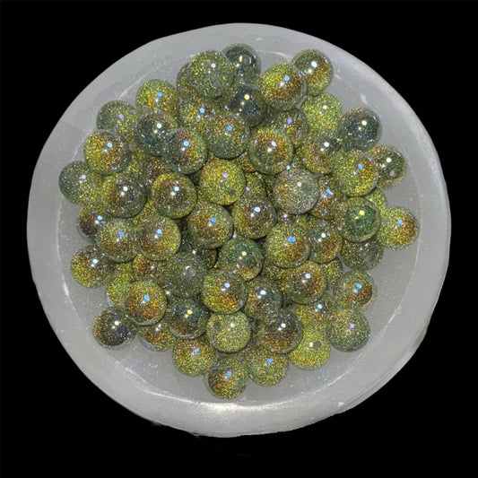 UV Glitter Green 16mm Resin Bead