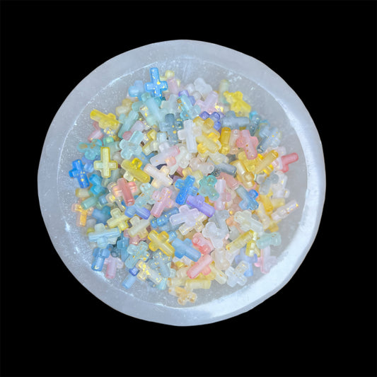 Gold Splatter Pastel Cross Beads