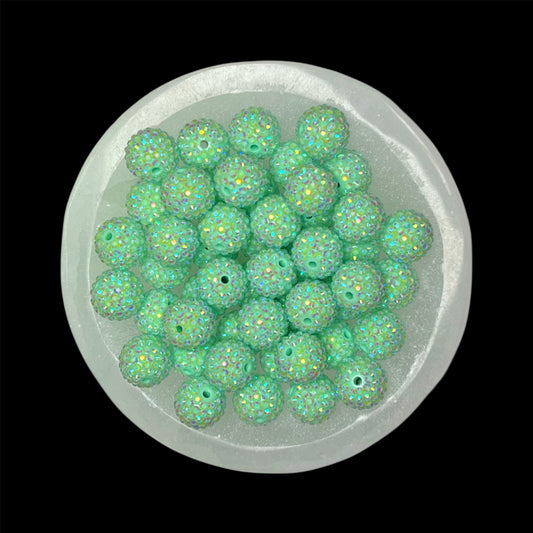 "AB Mint" Rhinestone Acrylic Bead (1 Count)