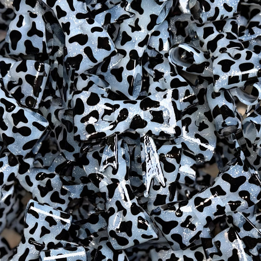 Clear Jelly, Glitter, Cow Printed - Shiny 3D Bow Focal Bead