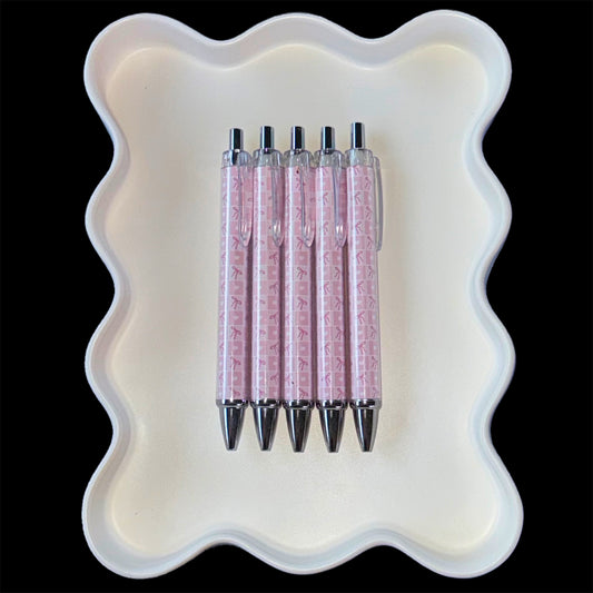 Pink Bow/Heart Checkered Click Pens