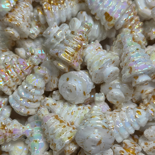 "White" Gold Painted Christmas Tree 22mm Bead