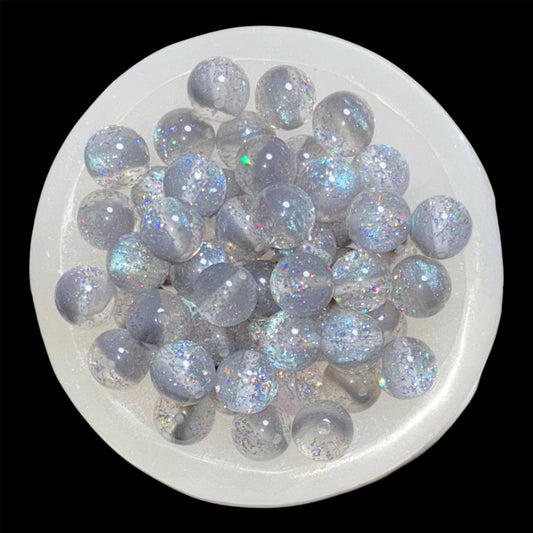 Gray Cateye Holographic Flake Split 20mm Resin Bead