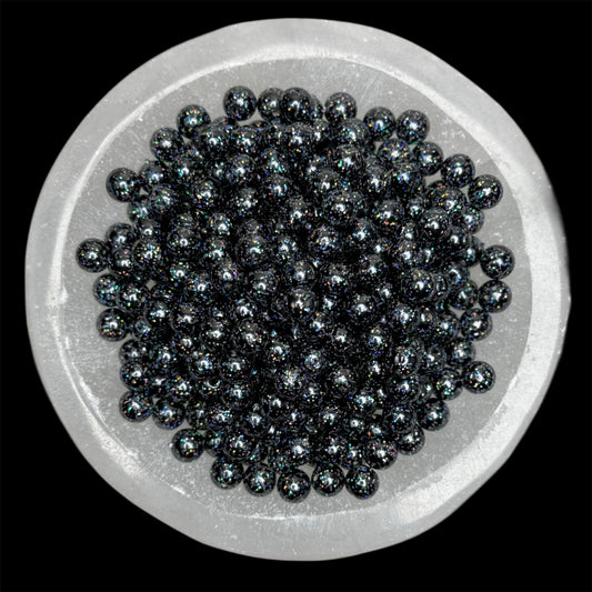 10mm "Black" Glitter Pearl Beads (NFP)