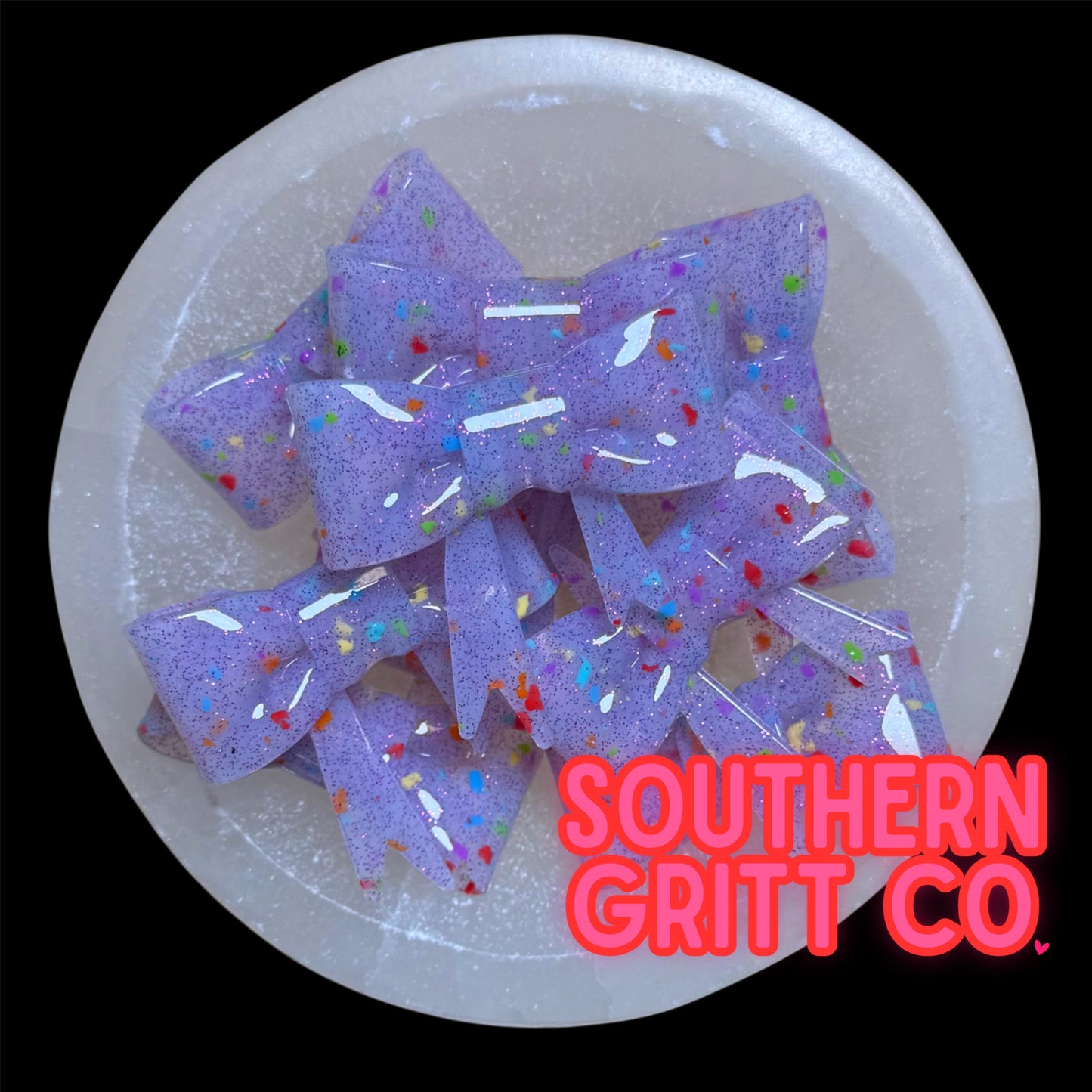 Purple Jelly Confetti - Shiny 3D Bow Focal Bead