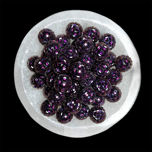 "Plum" Glass Disco Ball 20mm Clay Bead