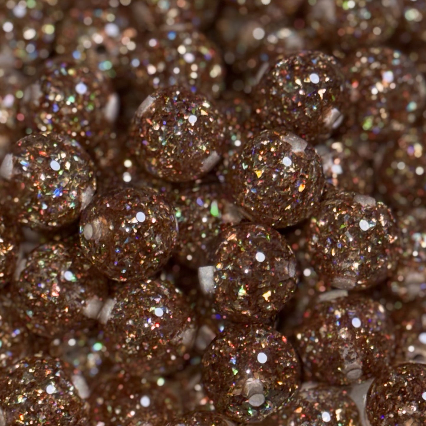 Holographic Gold Foil Glitter 16mm Resin Bead