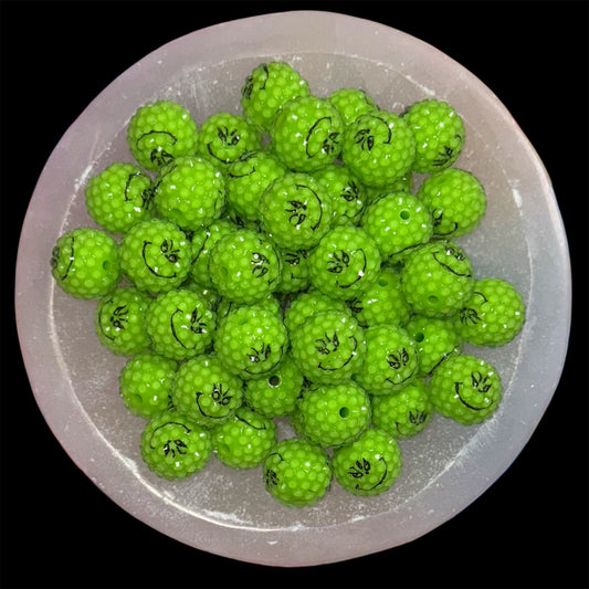"Grinchy" Rhinestone Acrylic Bead (1 Count)