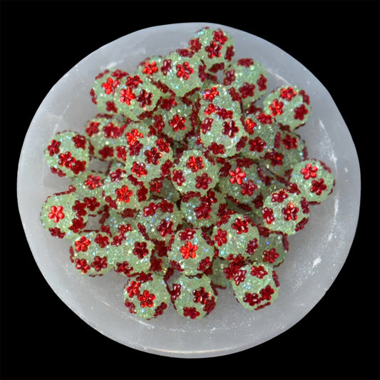 Kris Green Floral Rhinestone Acrylic Bead (1 Count)