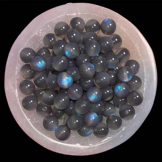 Gray Pastel Cateye Glitter Split 16mm Resin Bead