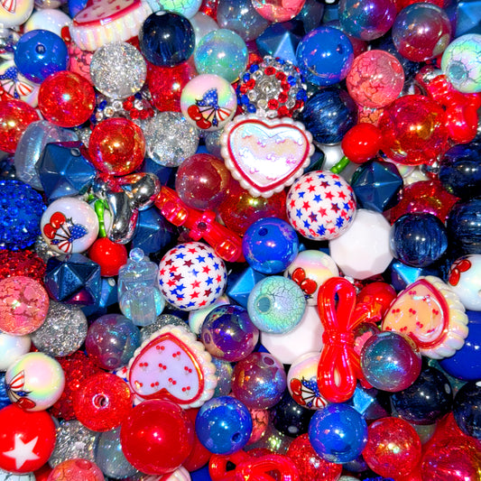 Cherry, White & Blue - Bead Mix