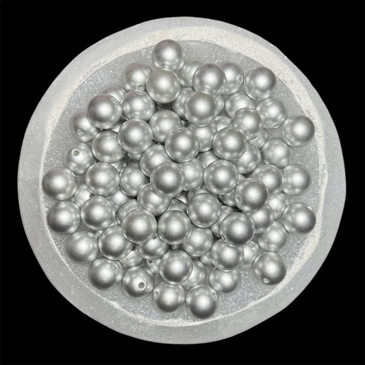 "Silver" Pearl Acrylic 16mm Bead