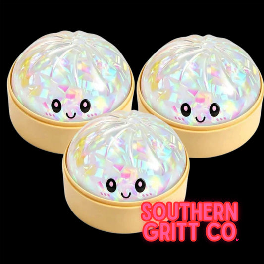 Clear Iridescent Glitter Dumpling - Jelly Squish Toy