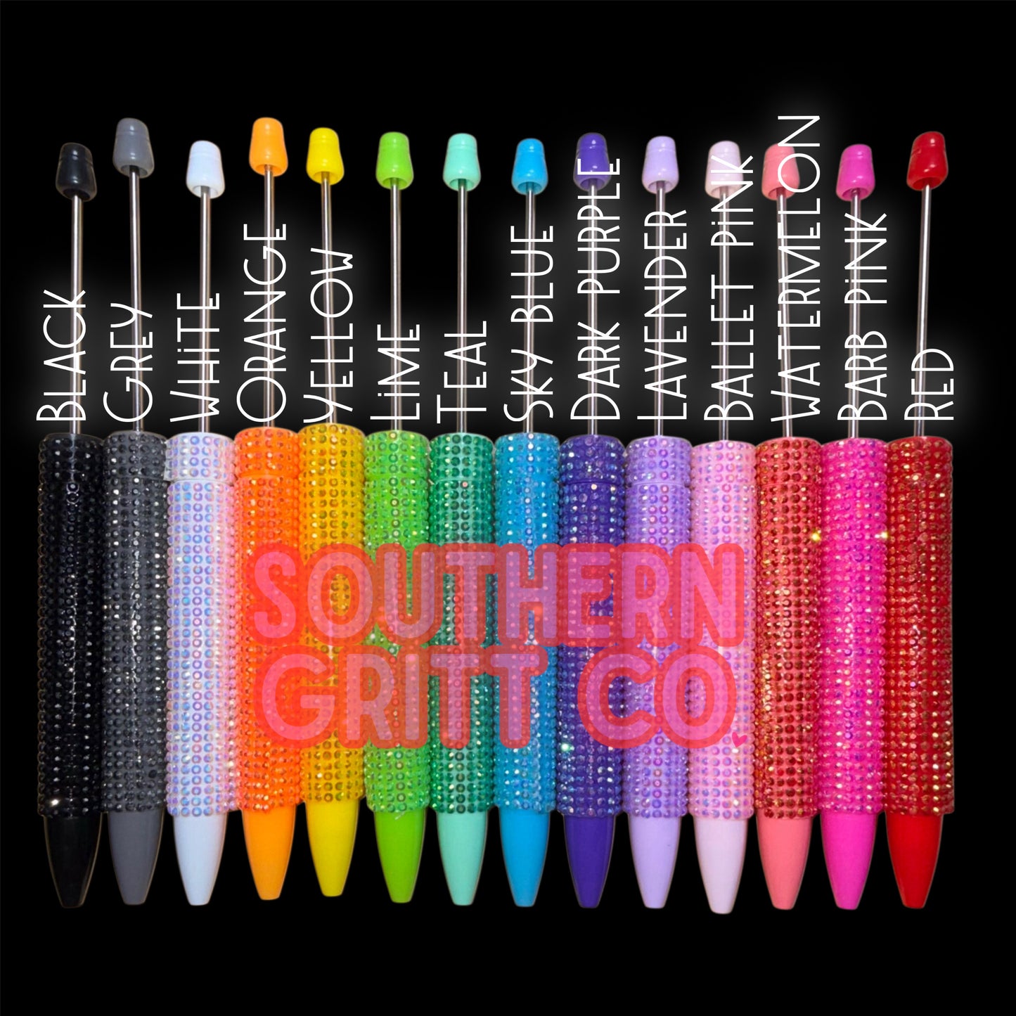 Long Rhinestone Bead-able Pens (14 colors)