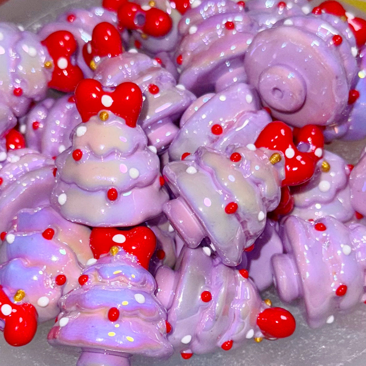 Purple Painted Bubble Christmas Tree 25mm Bead